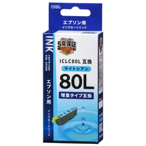 エプソン互換インク ICLC80L ライトシアン_INK-E80LB-LC 01-4142 オーム電機