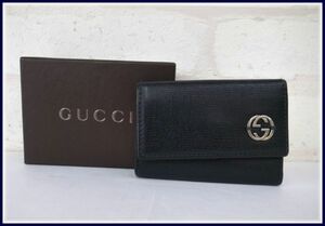 5143T【本物保証】 グッチ GUCCI 6連キーケース レザー ブラック