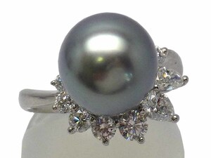 クィーン【Queen】Pt950 タヒチパール11.0mm ダイヤ0.76ct 7.6g 12号