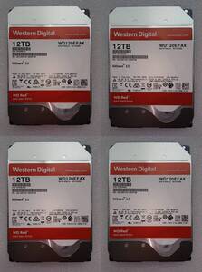 WD Red HDD 12TB x4（計48TB） Western Digital WD Red WD120EFAX CMR 5400rpm ※17461時間、15794時間、12584時間、17460時間