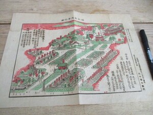 明治27年和紙彩色画　信州善行寺之図　34×25　　O266