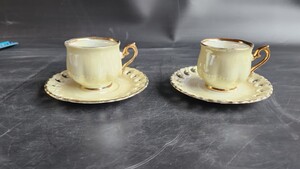 コーヒーカップ＆ソーサー 2組セット 0riginal fine china 金縁 装飾 高級感