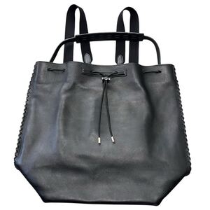 THE ROW Black Leather 2Way Backpack Tote Bag ザロウ ブラック カーフスキンレザー バックパック トートバッグ 