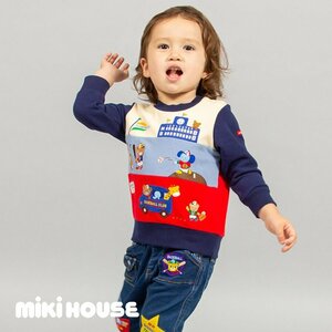 日本製/新品タグ★ミキハウス★MIKIHOUSE★プッチートレーナー 男の子の憧れ「野球選手」をモチーフにしたトレーナー 裏毛パイル素材