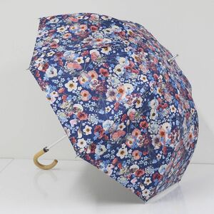 日傘 MOONBAT ムーンバット USED美品 晴雨兼用 レディース ネイビー フラワー UV 紫外線対策 50cm A0803