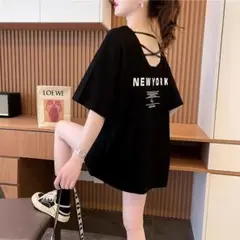 ◆新品◆レディース　Tシャツ　オーバーサイズ　Ｌサイズ　黒　ブラック　プリント