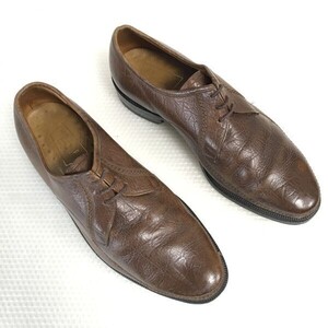 70s-80s?/旧ロゴVintage☆VAN BOMMEL/ヴァンボメル☆グッドイヤー製法/本革/プレーントゥ【5.5/24.5/茶/BROWN】dress shoes〇bA-137