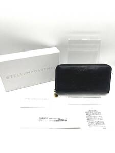 Stella McCartney ステラマッカートニー　ラウンドファスナー長財布　コンチネンタルウォレット　ブラック　黒　PUレザー　W18　H9.5