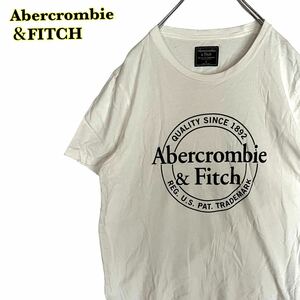 Abercrombie&FITCH アバクロンビーアンドフィッチ　半袖Tシャツ　ロゴプリント　白　メンズ　Sサイズ　【AY1156】