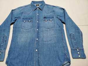 ■【◎雰囲気抜群◎】Lee RIDERS ウエスタン デニムシャツ VINTAGE モデル リー DENIM マチ付き ビンテージ 復刻【Mサイズ】 ■