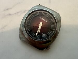【中古】腕時計 FOSSIL フォッシル JR-9071 ステンレス 赤文字盤 希少 レア 【札TB02】