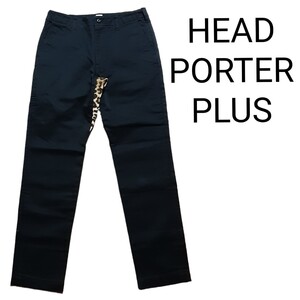 HEAD PORTER PLUS ヘッドポータープラス レオパードパンツ S ブラック