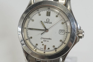 1円~【923】実働　OMEGA／オメガ　Seamaster／シーマスター　120m　クオーツ　シルバー　メンズ　腕時計　