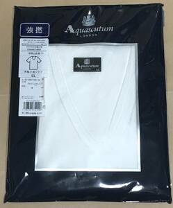 Aquascutum　半袖 U首シャツ 日本製 和歌山肌着　強撚　綿100％　LL　アクアスキュータム　定価3.850円