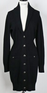 08A CHANEL cashmere coco knit cardigan coat black size 36 シャネル ココマーク ボタン カシミヤ ロング ニット カーディガン b8987