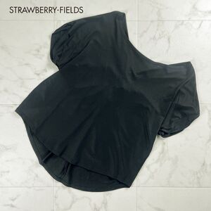 美品 STRAWBERRY-FIELDS ストロベリーフィールズ バックデザインドルマンカットソー トップス レディース 黒 ブラック サイズM*NC800