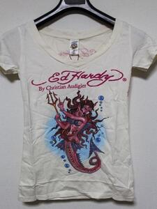 エドハーディー ed hardy レディース 半袖Tシャツ オフホワイト XSサイズ デビルマーメイド 新品 V-NECK