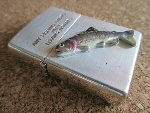 ZIPPO 『Any fishing starts with loving Nature』1997年6月製造 イワナ 岩魚 アウトドア 源流 釣り オイルライター ジッポー 廃版激レア