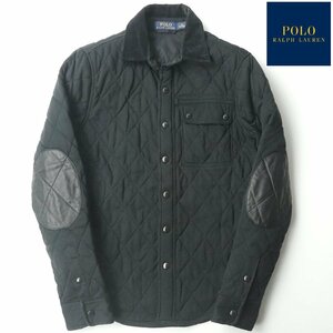 極美品 Polo Ralph Lauren ポロラルフローレン 天竺 キルティング シャツジャケット 黒 ブラック XS JP:S 【相場価格￥41,000-】