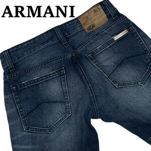 ARMANI アルマーニ エクスチェンジ ブッシュ デニム W29 (約74cm) イーグル モチーフ メタルプレート スキニー パンツ メンズ ジーンズ
