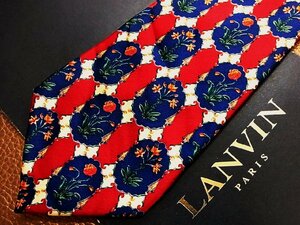 ★良品★3R00328【LANVIN】ランバン「花 植物 柄」ネクタイ