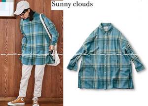 2022 美品Sunny cloudsサニークラウズ☆feat. Shuttle Notes ボーイッシュシャツ 大きいサイズ 3L★8690円