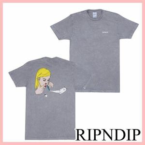 RIPNDIP Tシャツ coco normal tee 半袖 ロゴ プリント ストリート mineral wash ミネラルウォッシュ　グレー Sサイズ