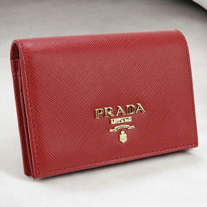 中古 プラダ 二折財布小銭入付き レディース ブランド PRADA サフィアーノレザー 財布 レザー 1MV021 レッド 財布