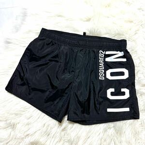 本物 極美品 ディースクエアード ICON スウィムパンツ 水着 黒 白 DSQUARED2 (レターパック配送可)