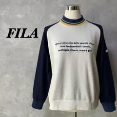 FILA トレーナー エンボスロゴ ハイネック グレー×ネイビー 000007