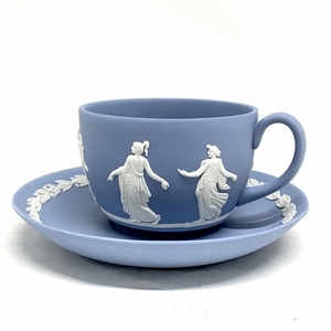 ウェッジウッド WEDG WOOD カップ&ソーサー ジャスパー 陶器 ブルー×白 新品同様 食器