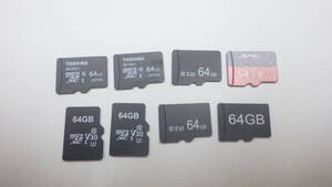 新入荷　TOSHIBAなど　microSDXCメモリーカード　64GB　8枚セット　中古動作品