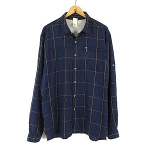 ザノースフェイス THE NORTH FACE シャツ カジュアルシャツ CHECK SHIRT チェック 長袖 アウトドアウエア L 紺 ネイビー グレー