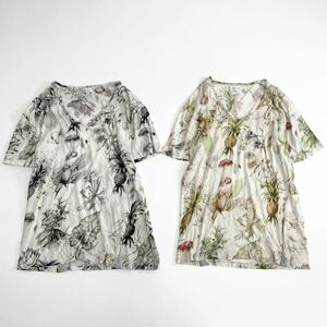 g25♪ ④ Paul Smith ポールスミス 2点まとめ 2点セット売り 色違い◯ 半袖Tシャツ カットソー 花柄プリント Lサイズ メンズ 紳士服