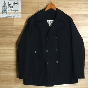 H1J/S7.24-4　アメリカ古着　LONDON FOG　ロンドンフォグ　ポリコットン　ピーコート　Pコート　中綿ライナ―付き　メンズ　M　ネイビー