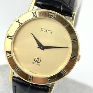 稼働〇 グッチ 3001M メンズ ゴールド 腕時計 クオーツ GUCCI