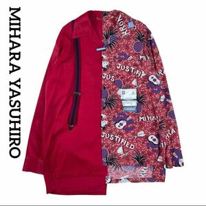 MAISON MIHARA YASUHIRO ドッキングサスペンダーアロハシャツ　ミハラヤスヒロ 長袖シャツ 総柄