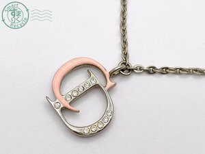 AK0605023　★ Christian Dior クリスチャン・ディオール ネックレス ペンダント CD ロゴ ピンク シルバーカラー ストーン アクセサリー