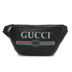 （新品・未使用品）グッチ GUCCI プリント シェリーライン ベルト ショルダーバッグ ウエストポーチ カーフスキン ブラック 黒 493869