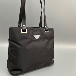 1円 PRADA プラダ テスートナイロン ハンドバッグ レディース ブラック系 三角プレート　三角ロゴ 金具　正規品本物