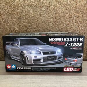 売切！タミヤ TAMIYA 1/10 電動RC ニスモ R34 GT-R Zチューン 4WD TT-01シャーシ LEDライトユニット付 組立途中品 絶版 ラジコン キット