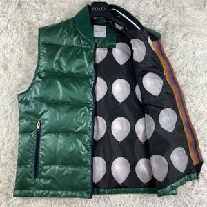 希少1円◎Paul Smith ポールスミス 現行タグ 風船柄 フウセン ダウンベスト ジップアップ グリーン 緑 フェザー