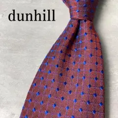 美品 dunhill ダンヒル ジャガード 玉虫 ドット柄 格子柄 ネクタイ