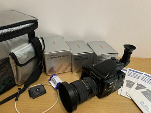 (美品/動作品) MAMIYA 645 PRO 中判フィルムカメラ 各種レンズセット A 120mm f/4 , 45mm f/2.8N , 35mm f/3.5 ケース 箱 取説付