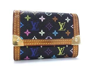 1円 LOUIS VUITTON ルイヴィトン M92656 モノグラムマルチカラー ポルトモネ プラ コインケース コインパース ノワール ブラック系 FL2536