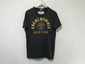 本物アバクロアンドフィッチAbercrombie&Fitchコットンロゴ半袖TシャツアメカジサーフビジネスメンズグレーM