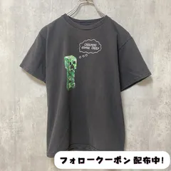 古着 used　MINECRAFT　マインクラフト　半袖　プリントTシャツ　黒　ブラック　クリーパー　キャラクター　ゲーム　レトロ　デザイン　クルーネック　春夏服　メンズ　レディース