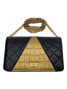 CHANEL◆長財布/レザー/BLK/無地/メンズ