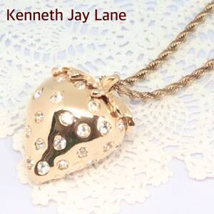 ★即決★ Kenneth Jay Lane KJL ケネスジェイレーン いちご ラインストーン ネックレス ゴールド カラー 刻印あり ヴィンテージ