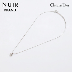 極美品 クリスチャンディオール Christian Dior ラインストーン ネックレス シルバー WS9156